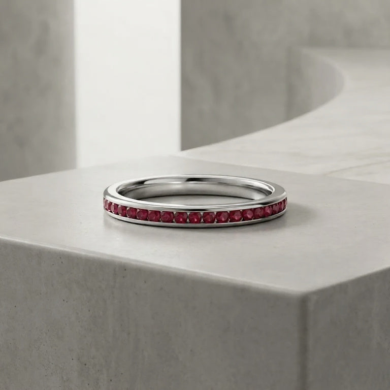 Contemporary Minimalist Ruby Band