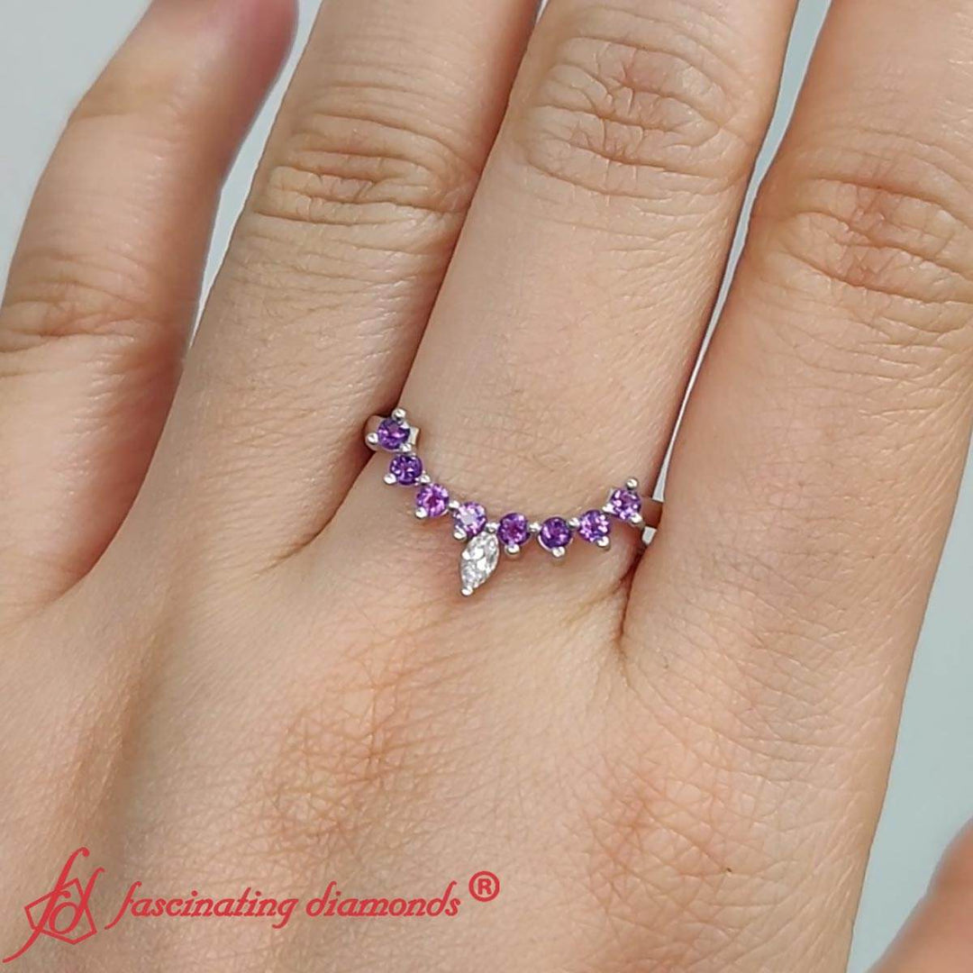 Curved-crown-blue-topaz-wedding-band-in-14k-white-gold-FD1046B-7