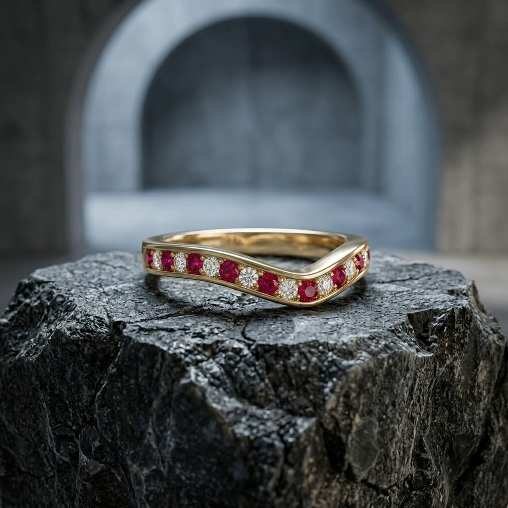 Curved or Contoured Ruby Band