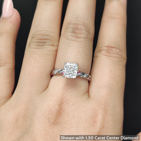 Twisted Vine Cushion Diamond Ring
