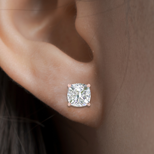 Cushion Diamond Basket Stud Earring