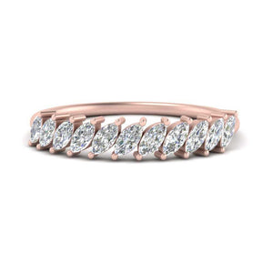 Diagonal Set Marquise Diamond Half Eternity Band