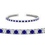 Load image into Gallery viewer, Diamond-Tennis-Bracelet-For-Women-3-Ctw-With-Blue_20Sapphire-In-White-Gold-FDBRC8635ROGSABLANGLE2-3.00_20CT-NL-WG
