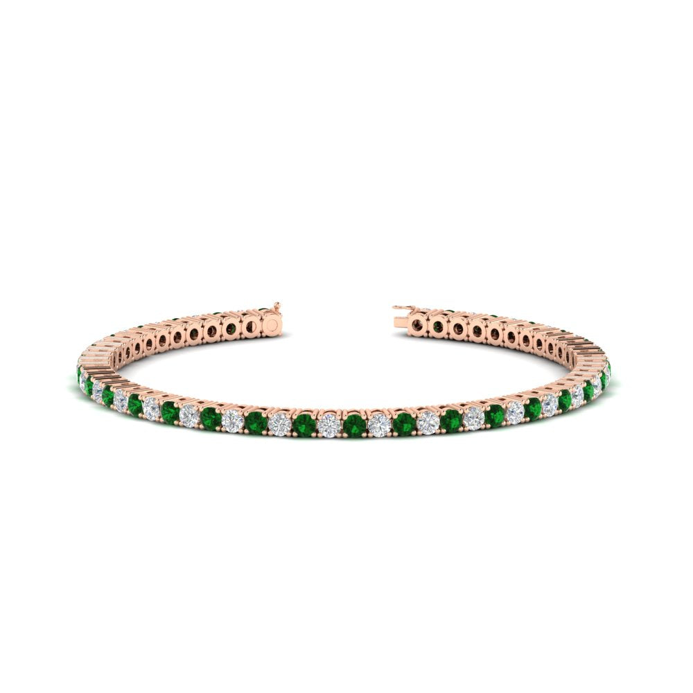 Diamond-Tennis-Bracelet-For-Women-3-Ctw-With-Green-Emaerld-In-Rose-Gold-FDBRC8635ROGEMGR-3.00_20CT-NL-RG