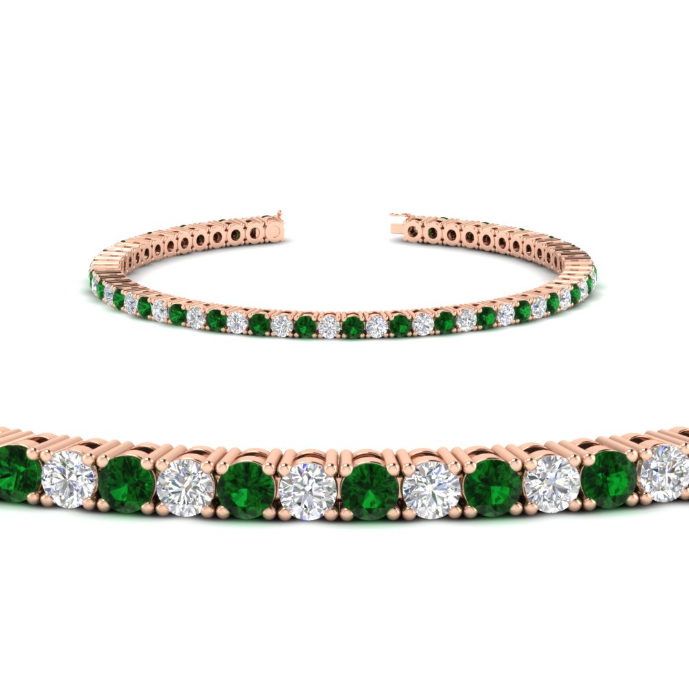 Diamond-Tennis-Bracelet-For-Women-3-Ctw-With-Green-Emaerld-In-Rose-Gold-FDBRC8635ROGEMGRANGLE2-3.00_20CT-NL-RG