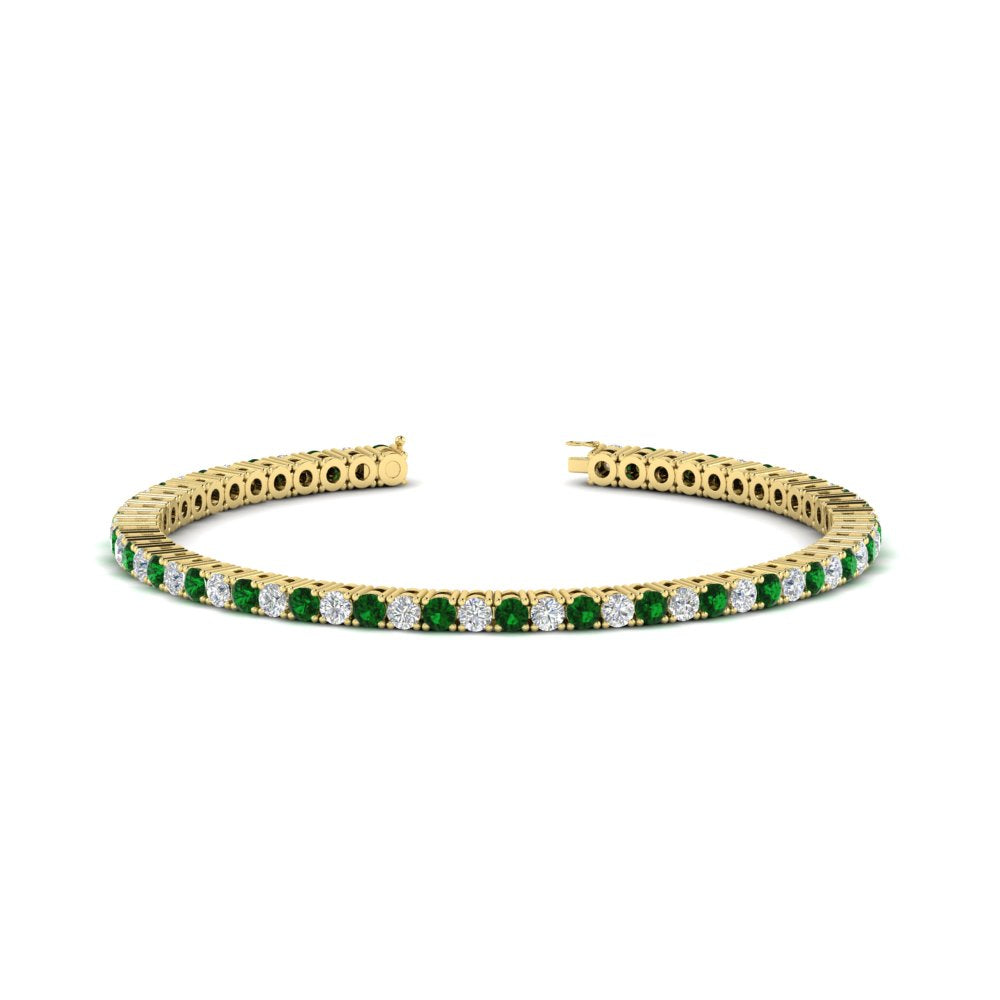 Diamond-Tennis-Bracelet-For-Women-3-Ctw-With-Green-Emerald-In-Yellow-Gold-FDBRC8635ROGEMGR-3.00_20CT-NL-YG