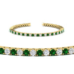 Load image into Gallery viewer, Diamond-Tennis-Bracelet-For-Women-3-Ctw-With-Green-Emerald-In-Yellow-Gold-FDBRC8635ROGEMGRANGLE2-3.00_20CT-NL-YG
