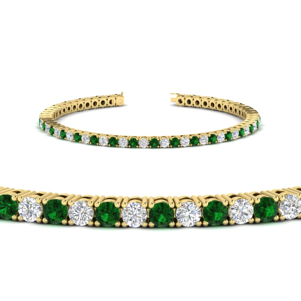 Diamond-Tennis-Bracelet-For-Women-3-Ctw-With-Green-Emerald-In-Yellow-Gold-FDBRC8635ROGEMGRANGLE2-3.00_20CT-NL-YG