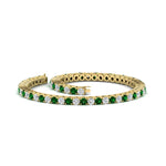 Load image into Gallery viewer, Diamond-Tennis-Bracelet-For-Women-3-Ctw-With-Green-Emerald-In-Yellow-Gold-FDBRC8635ROGEMGRANGLE4-3.00_20CT-NL-YG
