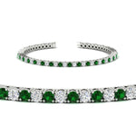 Load image into Gallery viewer, Diamond-Tennis-Bracelet-For-Women-3-Ctw-With-Green-Emerald-With-Green-Emerald-In-White-Gold-FDBRC8635ROGEMGRANGLE2-3.00_20CT-NL-WG
