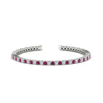 Load image into Gallery viewer, Diamond-Tennis-Bracelet-For-Women-3-Ctw-With-Pink-Sapphire-In-White-Gold-FDBRC8635ROGSADRPI-3.00_20CT-NL-WG
