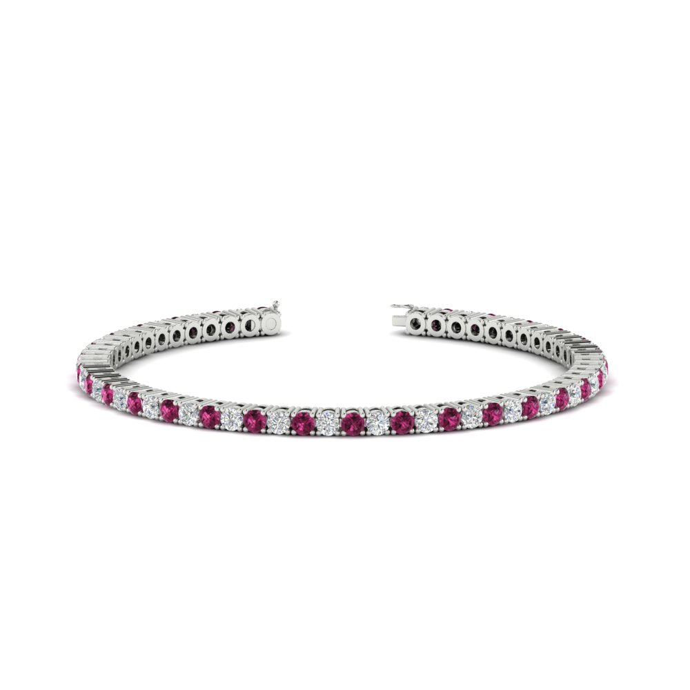Diamond-Tennis-Bracelet-For-Women-3-Ctw-With-Pink-Sapphire-In-White-Gold-FDBRC8635ROGSADRPI-3.00_20CT-NL-WG