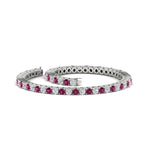 Load image into Gallery viewer, Diamond-Tennis-Bracelet-For-Women-3-Ctw-With-Pink-Sapphire-In-White-Gold-FDBRC8635ROGSADRPIANGLE4-3.00_20CT-NL-WG
