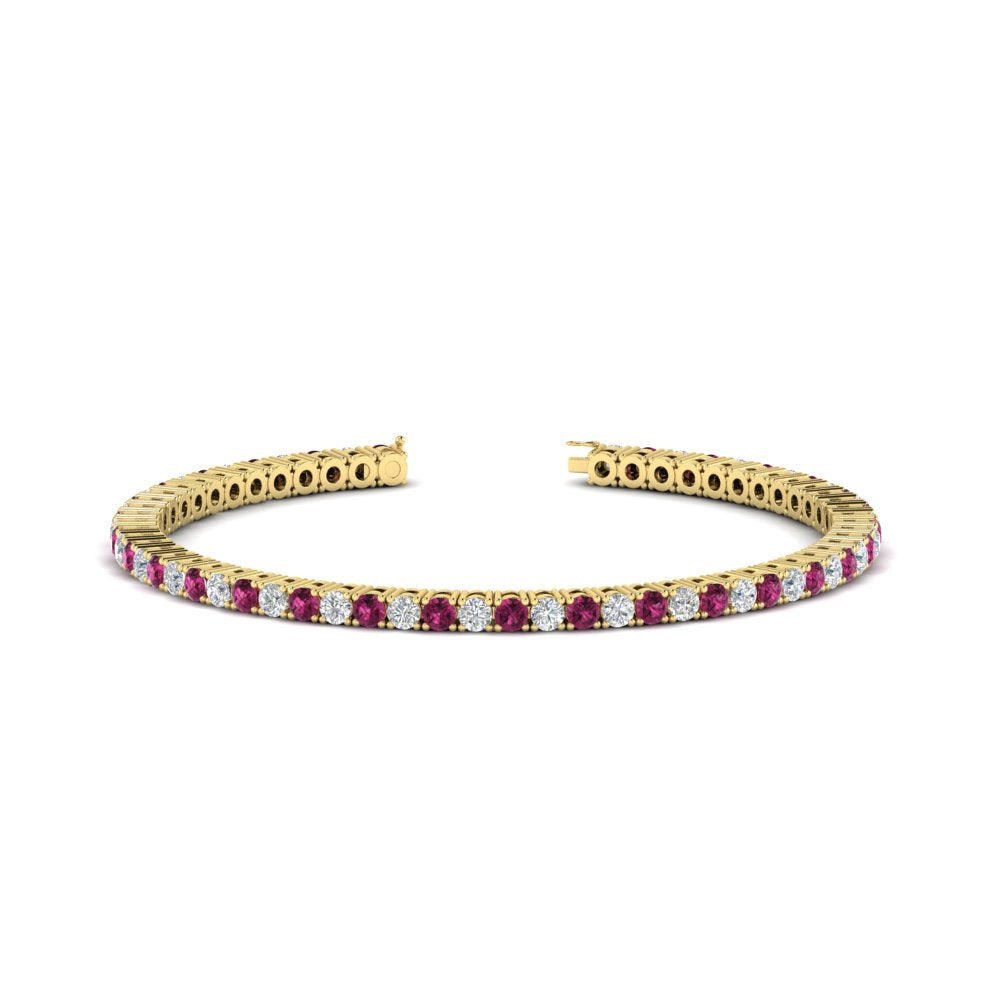Diamond-Tennis-Bracelet-For-Women-3-Ctw-With-Pink-Sapphire-With-Pink-Sapphire-In-Yellow-Gold-FDBRC8635ROGSADRPI-3.00_20CT-NL-YG