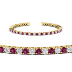 Load image into Gallery viewer, Diamond-Tennis-Bracelet-For-Women-3-Ctw-With-Pink-Sapphire-With-Pink-Sapphire-In-Yellow-Gold-FDBRC8635ROGSADRPIANGLE2-3.00_20CT-NL-YG
