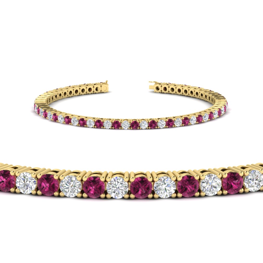 Diamond-Tennis-Bracelet-For-Women-3-Ctw-With-Pink-Sapphire-With-Pink-Sapphire-In-Yellow-Gold-FDBRC8635ROGSADRPIANGLE2-3.00_20CT-NL-YG