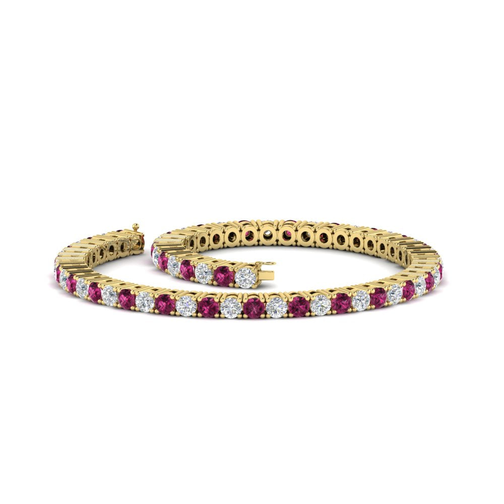 Diamond-Tennis-Bracelet-For-Women-3-Ctw-With-Pink-Sapphire-With-Pink-Sapphire-In-Yellow-Gold-FDBRC8635ROGSADRPIANGLE4-3.00_20CT-NL-YG