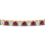 Load image into Gallery viewer, Diamond-Tennis-Bracelet-For-Women-3-Ctw-With-Pink-Sapphire-With-Pink-Sapphire-In-Yellow-Gold-FDBRC8635ROGSADRPIANGLE5-3.00_20CT-NL-YG
