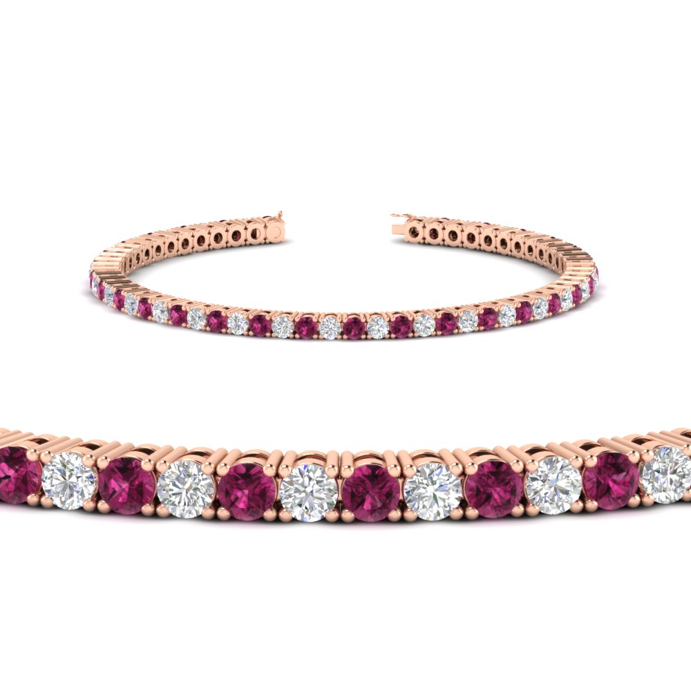 Diamond-Tennis-Bracelet-For-Women-3-Ctw-With-Pink-sapphire-With-Pink-sapphire-In-Rose-Gold-FDBRC8635ROGSADRPIANGLE2-3.00_20CT-NL-RG