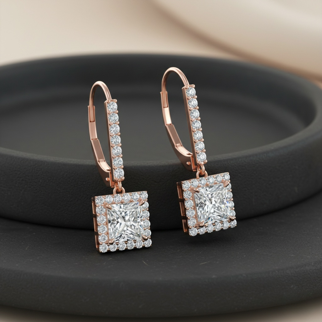 Diamond Lever Back Earrings
