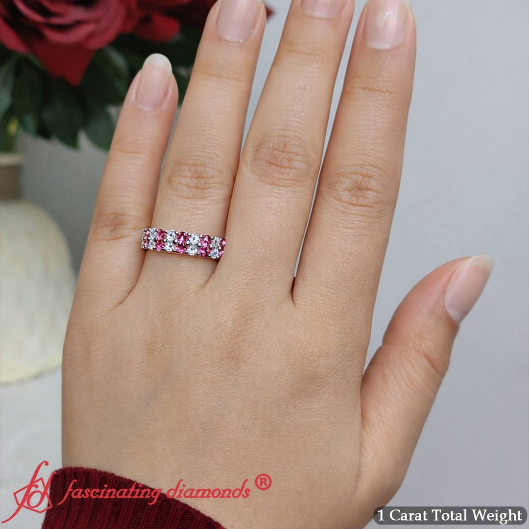 Double-row-diamond-eternity-ring-1-ct-with-pink-sapphire-in-14k-white-gold-FD11378B-16