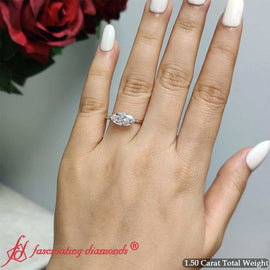 Horizontal Marquise Cut Solitaire Engagement Ring