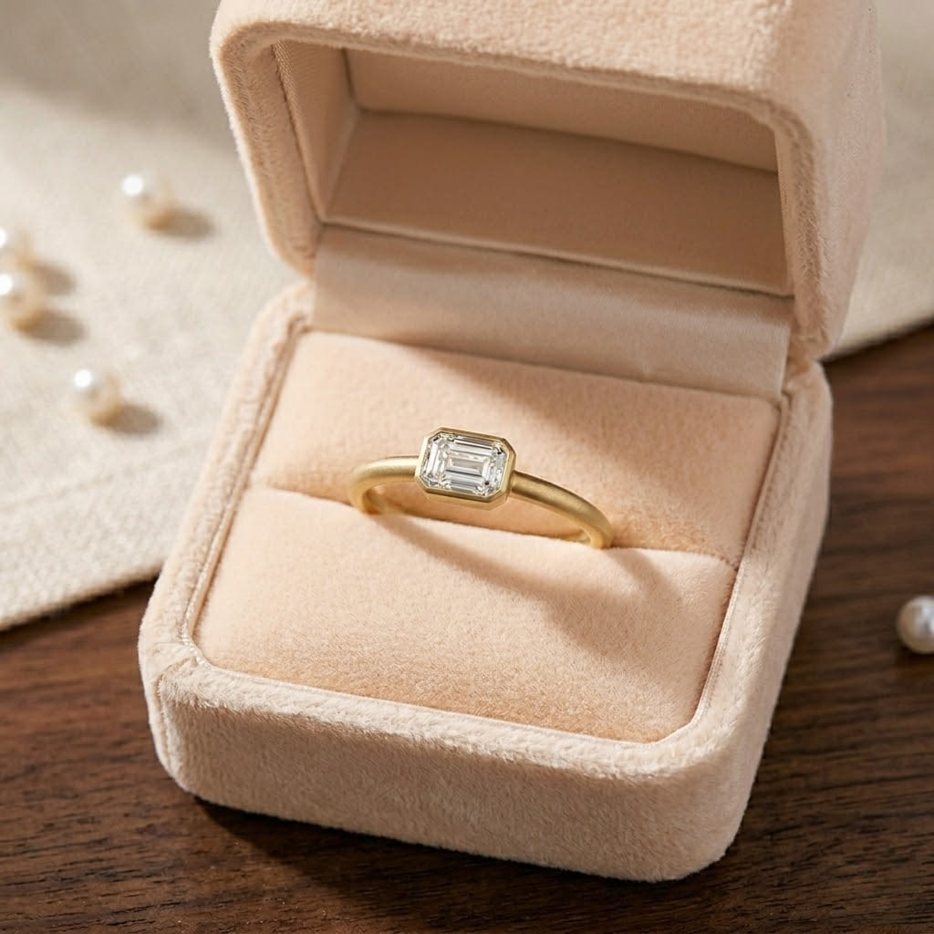 East West Emerald Cut Ring