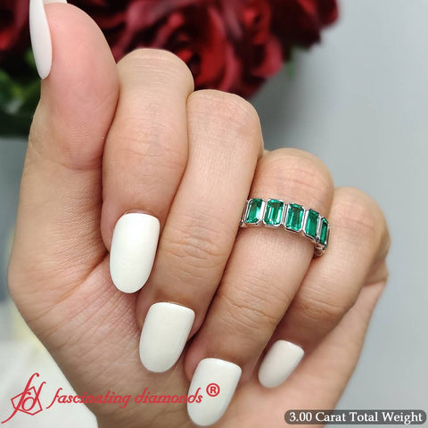 Emerald Cut 3 Carat Eternity Diamond Band