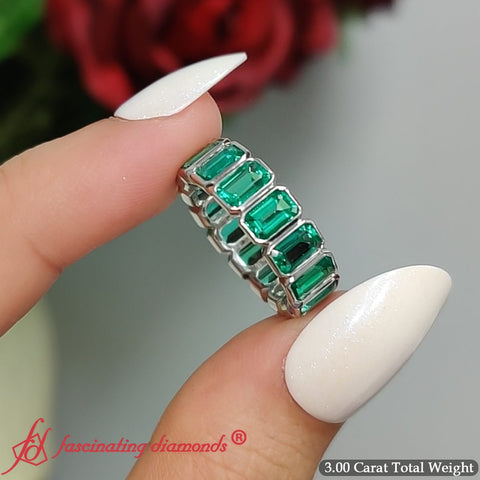 Emerald Cut 3 Carat Eternity Diamond Band