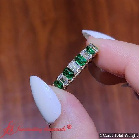 Emerald-cut-diamond-eternity-band-with-emerald-4-carat-in-14k-yellow-gold-FDEWB10850-11