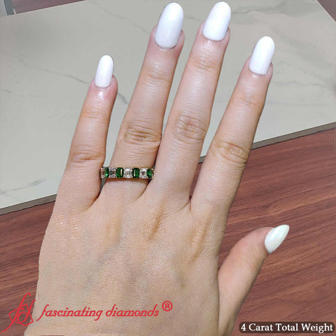 Emerald-cut-diamond-eternity-band-with-emerald-4-carat-in-14k-yellow-gold-FDEWB10850-2