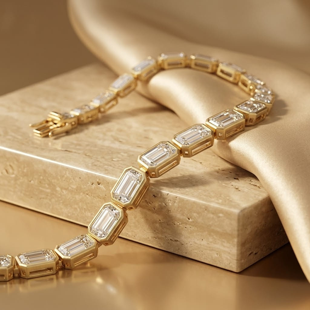 Emerald Cut Diamond Tennis Bracelet