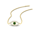Load image into Gallery viewer, Evil-Eye-emerald-stacking-necklace-in-FDPD11077GEMGR-NL-YG
