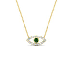 Load image into Gallery viewer, Evil-Eye-emerald-stacking-necklace-in-FDPD11077GEMGR-NL-YG
