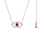 Load image into Gallery viewer, Evil-Eye-pink-sapphire-stacking-necklace-in-FDPD11077GSADRPI-NL-RG

