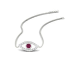 Load image into Gallery viewer, Evil-Eye-pink-sapphire-stacking-necklace-in-FDPD11077GSADRPI-NL-WG
