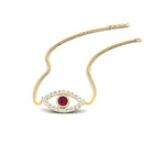 Load image into Gallery viewer, Evil-Eye-pink-sapphire-stacking-necklace-in-FDPD11077GSADRPI-NL-YG
