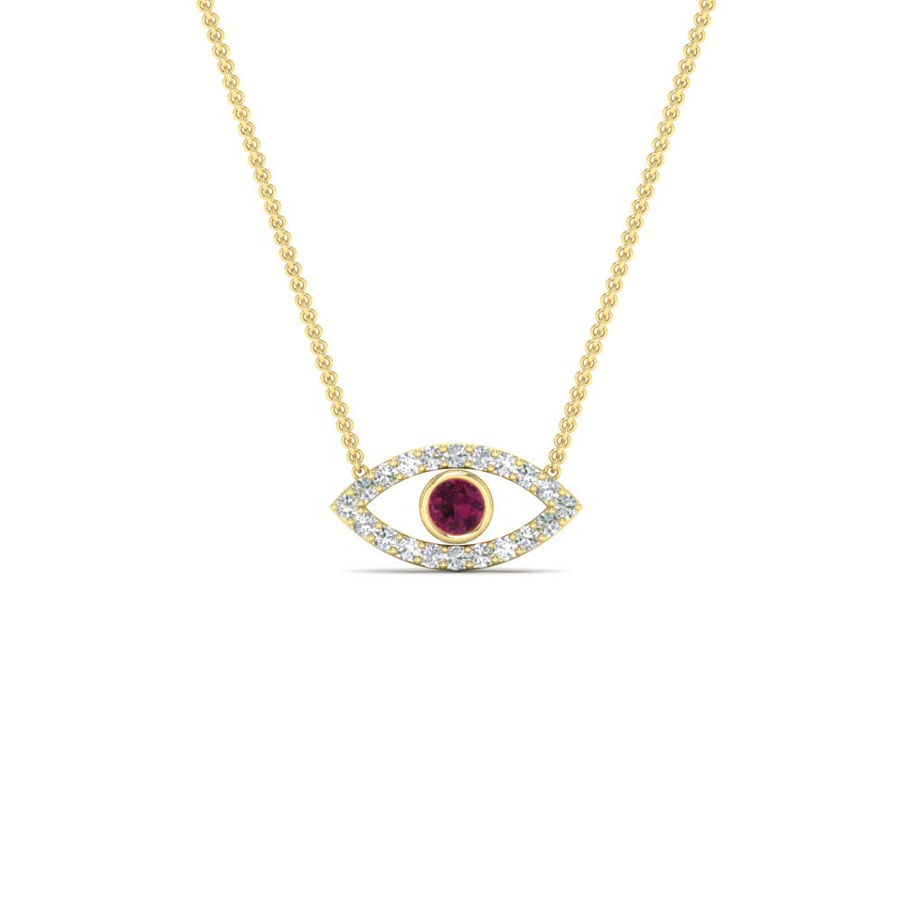 Evil-Eye-pink-sapphire-stacking-necklace-in-FDPD11077GSADRPI-NL-YG