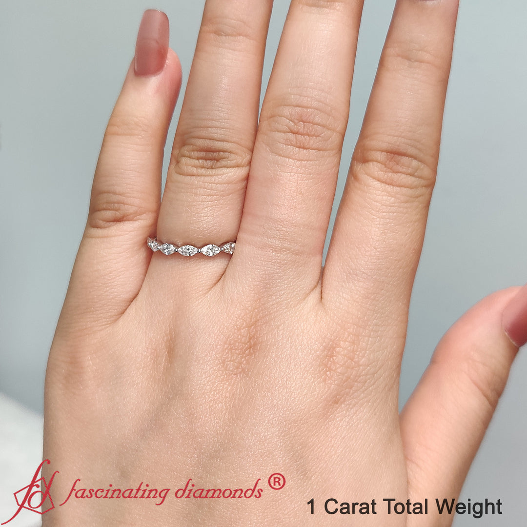 East West Marquise Cut Stacking Band