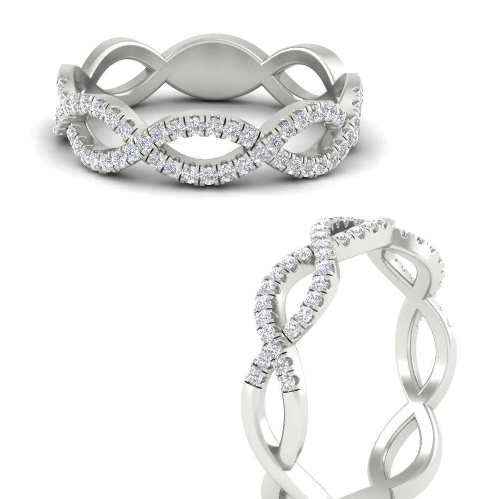 Infinity Diamond Twist Wedding Band