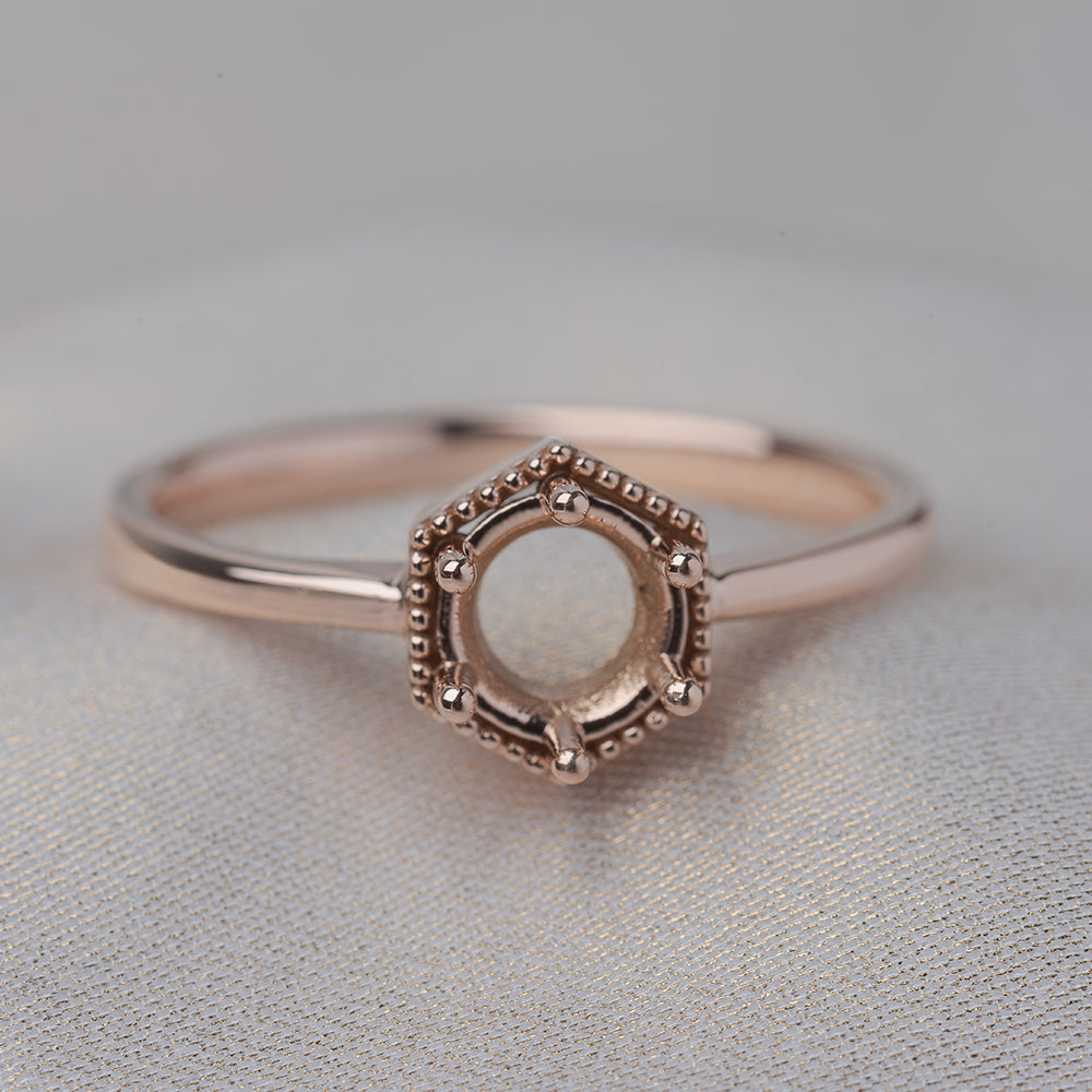 Semi Mount Hexagon Solitaire Ring