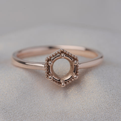 Semi Mount Hexagon Solitaire Ring