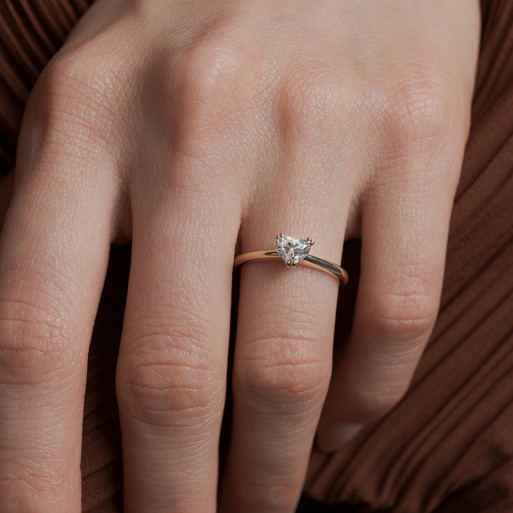 Heart Shaped Solitaire Knife Edge Engagement Ring