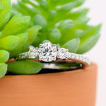 Load image into Gallery viewer, Petite Micropave Three Stone Round Diamond Ring
