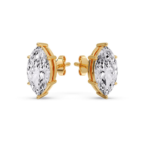 6 Prong Marquise Diamonds Solitaire Stud Earring in Basket Setting