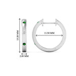 Load image into Gallery viewer, flush-set-round-diamond-hoop-earrring-with-emerald-in-white-gold-FDEAR10976GEMGRANGLE1-NL-WG
