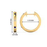 Load image into Gallery viewer, flush-set-round-diamond-hoop-earrring-with-sapphire-in-yellow-gold-FDEAR10976GSABLANGLE1-NL-YG
