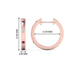 Load image into Gallery viewer, flush-set-round-diamond-hoop-earrring-with-pink-sapphire-in-rose-gold-FDEAR10976GSADRPIANGLE1-NL-RG
