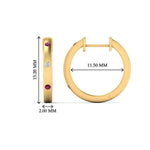 Load image into Gallery viewer, flush-set-round-diamond-hoop-earrring-with-pink-sapphire-in-yellow-gold-FDEAR10976GSADRPI-NL-YG--HW_8b0f1ec8-f2c0-4d43-9e6d-07dfe68954f0
