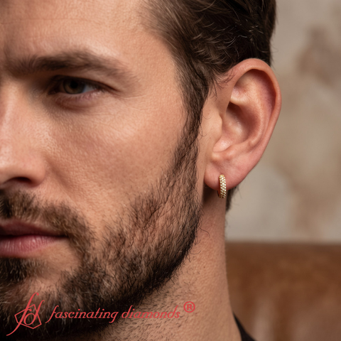 Men’s Pave Diamond Huggie Hoop Earring
